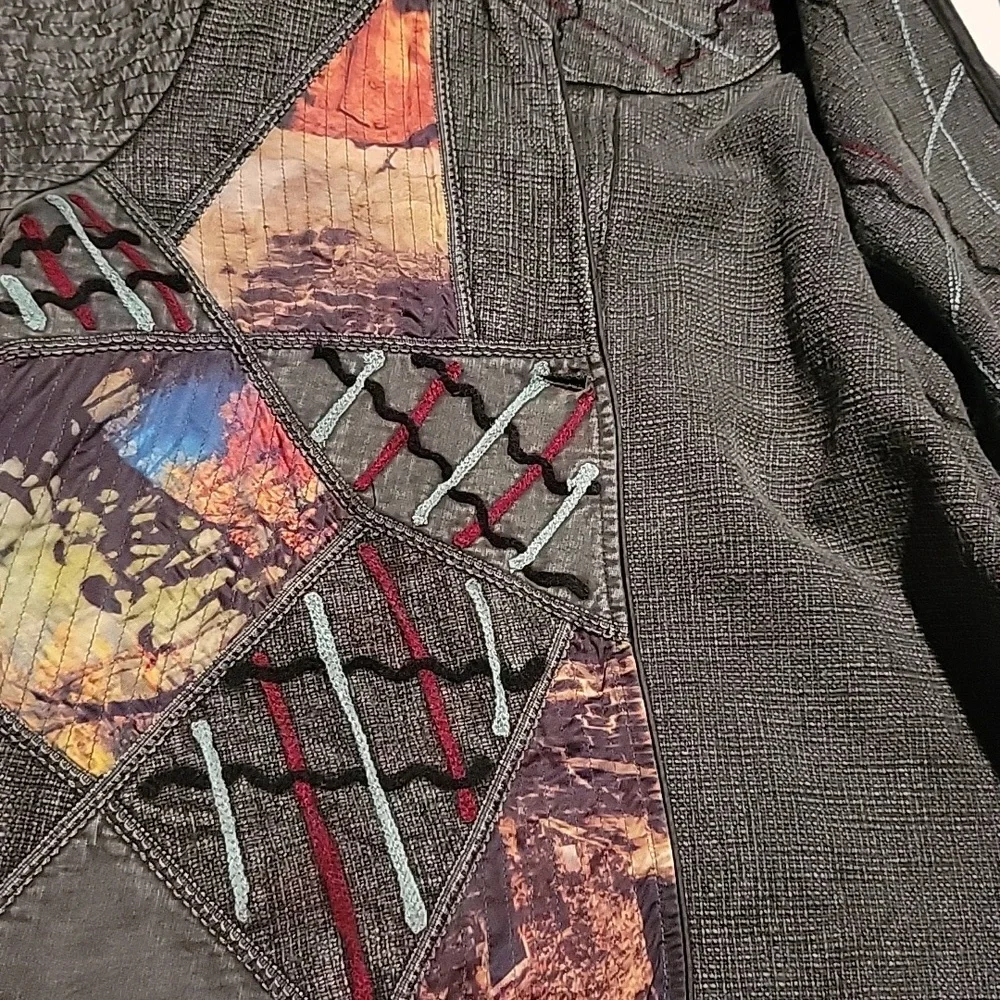 PASLEY & SAGE MIXED TEXTILE EMBROIDERED BOHO FABRIC JACKET - Picture 11 of 13
